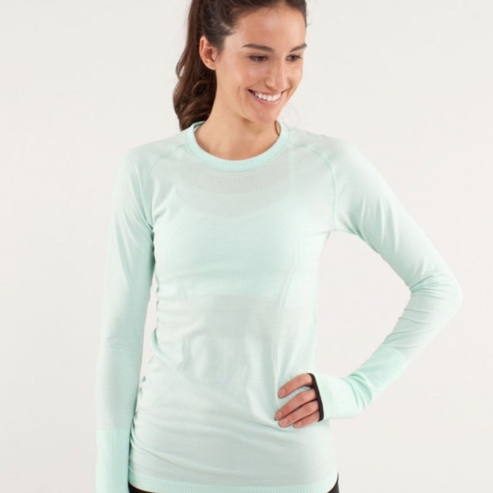 Mint Green Long Sleeve lululemon swiftly tech full length shirt